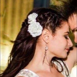 Swarovski crystal handmade hair flower.